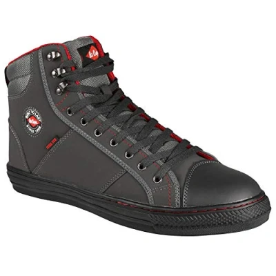 Abbildung von Lee Cooper Herren Arbeitskleidung der Frauen Unisex Retro Styled Baseball Arbeitssicherheit Trainer Stiefel Schuhe SB SRA, Grau, 41 EU