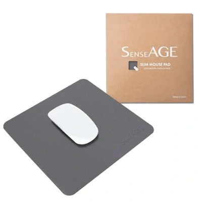 Abbildung von SenseAGE klein Mauspad 22x22cm 0.2cm Ultradünnes Mousepad Unterlage für Laser /Kabel/Kabellos Maus Mouse Mat ideal Büro und Homeoffice Slim Mausmatte (Dunkelgrau (mit Logo))
