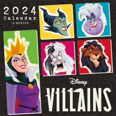 Abbildung von Disney Bösewicht Kalender 2024 (Darker Side of Childhood Design) Ein Monat je Seite 30cm x Offizielles Lizenzprodukt