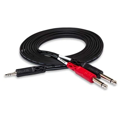 Abbildung von Hosa CMP 159 PAK5 3,5mm TRS auf Dual 1/4 Zoll TS Stereo Breakout Kabel, 10 ft, schwarz, 1 Stück