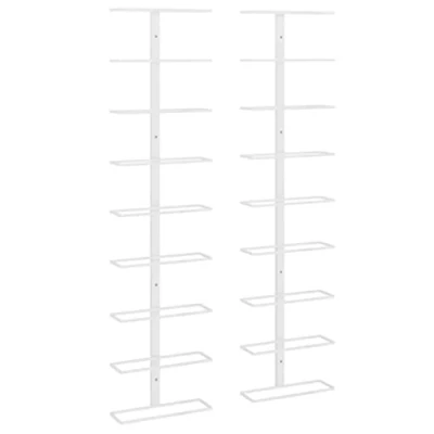 Abbildung von vidaXL 2X Wand Weinregal für 9 Flaschen Wandregal Weinhalter Weinflaschenhalter Flaschenregal Weinständer Hängeregal Weinflaschenregal Weiß Eisen