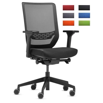Abbildung von Trendoffice to sync pro, ergonomischer Bürostuhl, mit Armlehnen, modernes Design, Homeoffice, umweltzertifiziert, by Dauphin (Schwarz, Netz Rückenlehne)