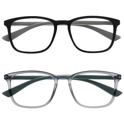 Abbildung von OPULIZE Max Lesebrille 2er Pack Klassische große rechteckige Fassung Brillen in mattem Schwarz und Grau Herren Damen Unisex RR78 17 +3,00