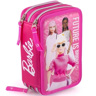 Abbildung von Clondo Federmäppchen Kinder für Barbie Fan, 3 Organisierte Fächer, Federtasche Junge Gefüllt, Mädchen Schulmäppchen, 45 Teilen die Schule