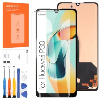 Abbildung von Arbilato Ersatzbildschirm für Huawei P30 LCD Display Ersatz ELE L29, L09, TL00, L04 Touchscreen Digitizer Set Reparaturteile (schwarz)