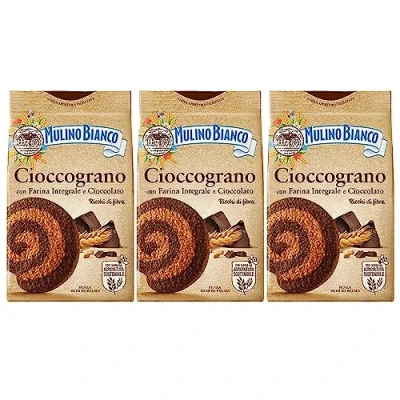 Abbildung von MULINO BIANCO Cioccograno Italienisches Mürbegebäck aus Vollkornmehl und dunkler Schokolade 330g x 3 pakete (Cioccograno, x3)