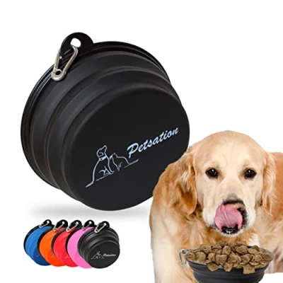 Abbildung von PETSATION Hundenapf faltbar für unterwegs [Das Original] Futternapf Hund ideal den Alltag 2l Wassernapf Trinknapf Reisenapf, Fressnapf, Napf (Schwarz, 2000 ml)