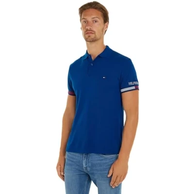 Abbildung von Tommy Hilfiger Herren Poloshirt Kurzarm Slim Fit, Blau (Anchor Blue), S