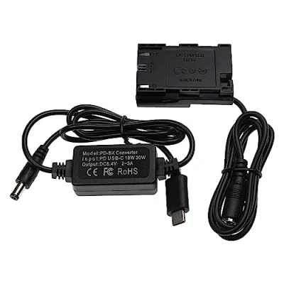 Abbildung von vhbw USB Netzteil kompatibel mit Canon EOS 5D Mark III Kamera, Digitalkamera, DSLR + normal decodierter DC Kuppler (Ersatz für DR E6), 2m