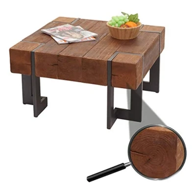 Abbildung von Mendler Couchtisch HWC A15, Wohnzimmertisch, Tanne Holz rustikal massiv MVG Zertifiziert braun 70x70cm