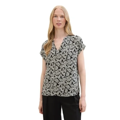 Abbildung von TOM Tailor Bluse, Damen, Größe: 38, Black palm minimal design