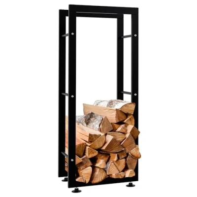 Abbildung von CLP Kaminholzregal Keri V2, BxTxH:40x25x100 cm, schwarzes Metall