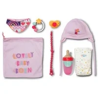 Abbildung von BABY born Neugeborenen Set mit Mütze, Windel, Rassel, Halstuch, Schnuller und Schnullerkette passend zum Outfit für 43cm Puppen, 837979 Zapf Creation