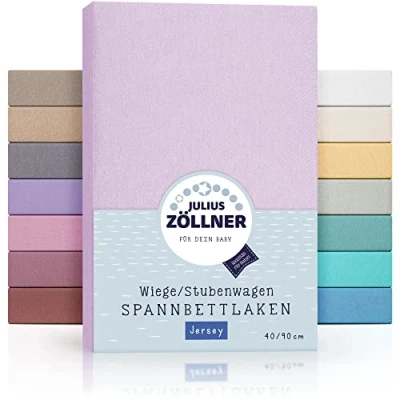 Abbildung von Julius Zöllner Jersey Spannbettlaken für Wiegen 90x40cm und Stubenwagen, 100% Baumwolle, STANDARD 100 by OEKO TEX, hellgrau
