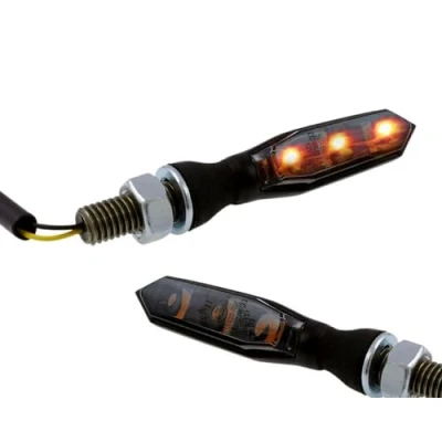 Abbildung von Blinker Paar Motorrad LED Highsider SONIC X1, schwarzes Metall Gehäuse, getönt