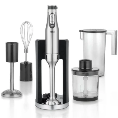 Abbildung von LEBENLANG Premium 1200W Stabmixer Set Inkl. 5x Zubehör &amp; Spritzschutz I Stufenlos verstellbar Turbo Elektrische Hand Blender Pürierstab Edelstahl Zauberstab Mixer Mixstab Purierstabmixer Stab