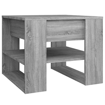 Abbildung von vidaXL Couchtisch Beistelltisch Kaffeetisch Sofatisch Teetisch Tisch Wohnzimmertisch Ablagetisch Grau Sonoma 55,5x55x45cm Holzwerkstoff