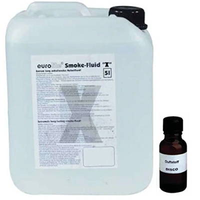 Abbildung von 5 Liter Eurolite X (Extrem A2) Nebelfluid + 30ml Duftstoff Disco Energy, Smoke Fluid, Nebel Fluid Flüssigkeit für Nebelmaschine