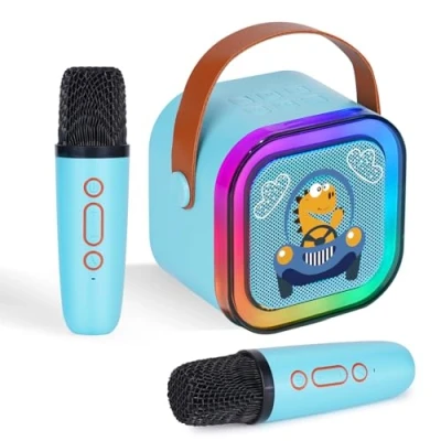 Abbildung von DYNASONIC A29 Karaoke mit Zwei Mikrofonen Bluetooth Lautsprecher Kinder Elektronisches Spielzeug Geschenke für 3 15 Jahre (Dinosaurier)