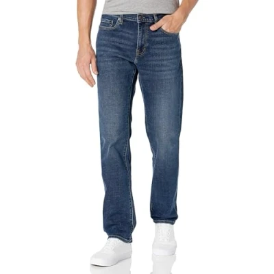 Abbildung von Amazon Essentials Herren Stretchjeans, Gerade Geschnitten, Dunkelblau Vintage, 36W / 30L