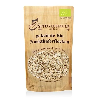 Abbildung von Bäckerei Spiegelhauer Demeter gekeimte Nackthaferflocken 1 kg schonend getrocknet unter 42 C I Haferflocken Bio glutenarm 1kg gekeimter Hafer