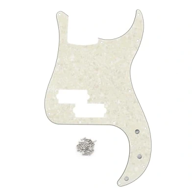 Abbildung von FLEOR 13 Loch Modern Style Standard Precision Bass Pickguard ohne Truss Rod Notch für 4 Saiter P Modell, Hellgelbe Perle