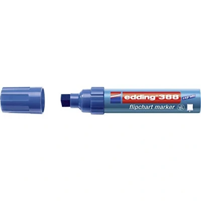 Abbildung von edding 388 Flipchart Marker blau 1 Stift Keilspitze 4 12 mm zum Schreiben, Zeichnen und Markieren auf Flipcharts Tinte schlägt nicht durch Papier trocknet aus farbintensiv