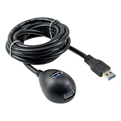 Abbildung von InLine 35652 USB 3.0 Verlängerung, A Stecker / Buchse, schwarz, mit Standfuß, 2m