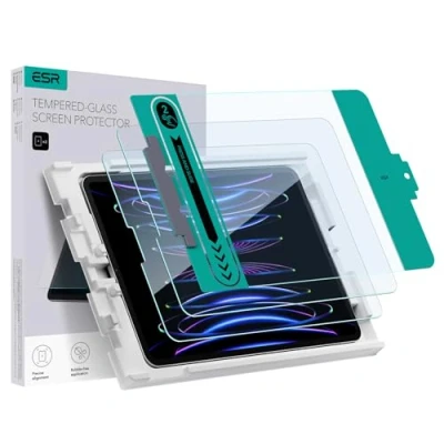 Abbildung von ESR Schutzfolie für iPad Air 5/4 (2022/2020) und Pro 11 Zoll (2022/2021/2020/2018), Gehärtete Glas Folie mit einfacher Anbringungsschale, kratzfest, HD Klarheit, 2 Stück