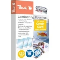 Abbildung von Peach Laminierfolien 54x86mm Kreditkarte 125 mic 100 pouches glänzend kompatibel mit Laminiergeräten aller Markenhersteller PP525 07