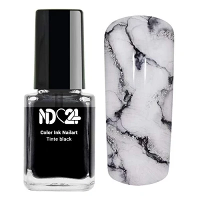 Abbildung von Color Ink Nail Art Tinte Schwarz Marmor Look Made in Germany 12ml