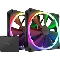 Abbildung von NZXT F140 RGB Duo Twin Pack 2 x 140mm doppelseitiger Lüfter mit Controller 20 einzeln adressierbare LEDs Ausgeglichener Airflow und statischer Druck Schwarz