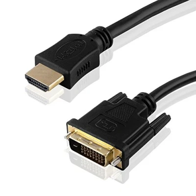 Abbildung von BestPlug 1,5 Meter DVI HDMI Kabel, D 24+1 Stecker auf Vergoldet, Geeignet für HD FullHD, Schwarz