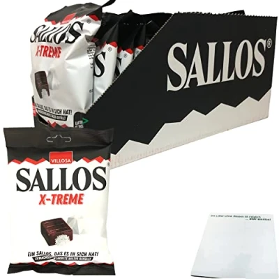 Abbildung von Sallos X Treme Hartkamellen mit Lakritz Salmiak Salz Füllung 15er Pack (15x150g Tüte) + usy Block