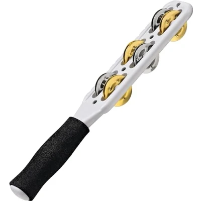 Abbildung von Meinl Percussion Professional Jingle Stick 2 reihiger Schellenstab ABS Kunststoff / Stahl und Messing, Weiß Silber Gold (JG1M WH)