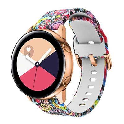 Abbildung von Cadorabo Silikon Armband 22mm kompatibel mit Samsung Galaxy Gear S3 / 2 im Print Design Bunte Formen Ersatzarmband für Huawei Watch GT Pro Ticwatch UVM