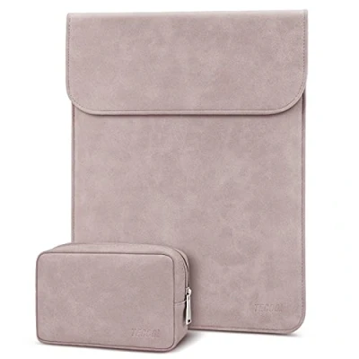 Abbildung von TECOOL 13 Zoll Laptop Hülle Tasche Leder für 2022 2024 MacBook Air M3 M2, 2018 2020 M1 A2337/A1932/A2179, 2016 Pro M2 M1, Surface pro, XPS Sleeve Schutzhülle, Rosa