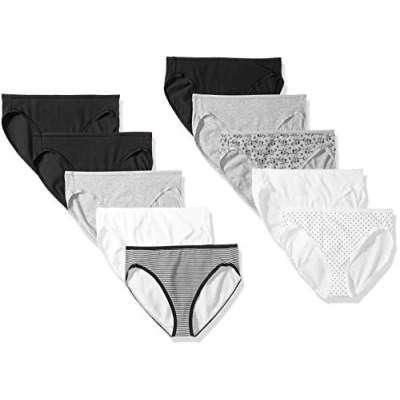 Abbildung von Amazon Essentials Damen Slip aus Baumwolle mit hohem Beinschnitt (in Übergröße erhältlich), 10er Pack, Neutral, 44