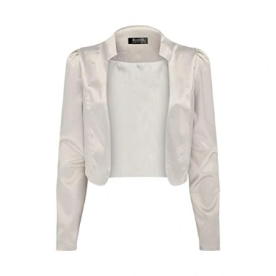 Abbildung von Bolerose formal Satin Langen Ärmel Bolero Jacke (Silber, S)