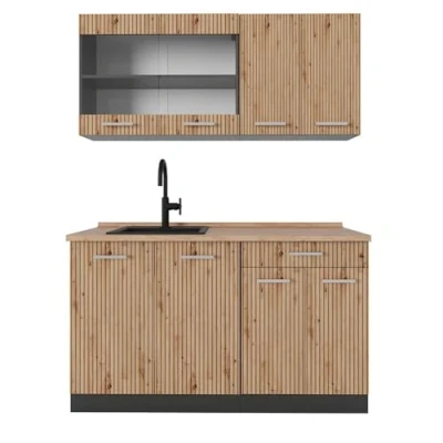Abbildung von Vicco Singleküche R Line, Artisan Eiche/Anthrazit, 140 cm, AP Eiche