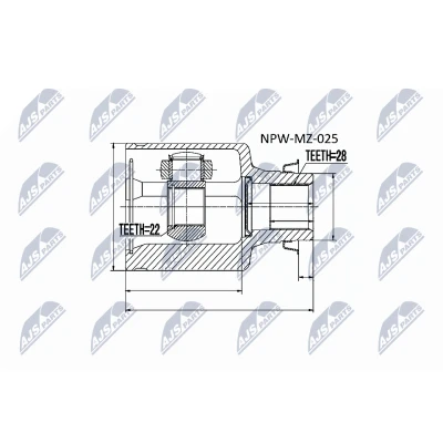 Abbildung von NTY NPW MZ 025 Gelenksatz Schaltgetriebe getriebeseitig MAZDA: 3 Hatchback, Limousine