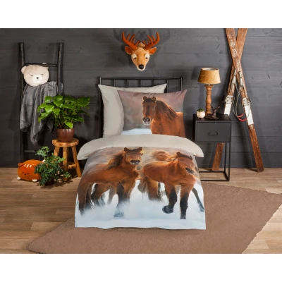 Abbildung von good morning Kinderbettwäsche &quot;Ponies&quot;, (2 tlg.), 100% Baumwolle/ Flanell (Biber)