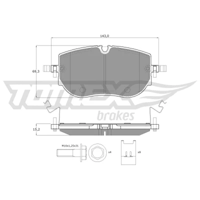 Abbildung von TOMEX brakes TX 60 65 Bremsbelagsatz Vorderachse für Verschleißwarnanzeige vorbereitet SKODA: Enyaq IV SUV, VOLKSWAGEN: ID.4