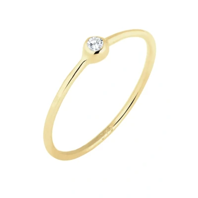 Abbildung von Elli PREMIUM Ring Damen Solitär Klassisch mit Zirkonia Kristalle aus 375 Gelbgold