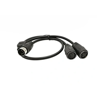 Abbildung von SinLoon DIN 5 poliger Splitter Y Adapter, MIDI Kabel, Stecker auf Dual 2 x Buchse, Verlängerungs Audiokabel (D5P M 2F, 0,5 Meter)