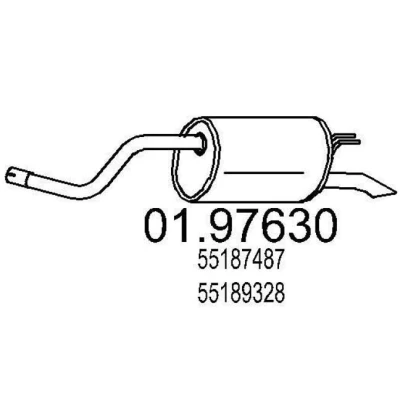 Abbildung von MTS 01.97630 Endschalldämpfer 1200 FIAT: Punto II Schrägheck, Idea, LANCIA: Ypsilon II, Musa