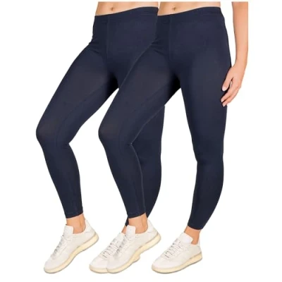 Abbildung von SES blickdichte Leggings Damen 2er Pack Navy Blue (56/58) / Baumwolle/Leggins mit Perfekter Passform und Komfort/Leggings Set für vielfältige Looks