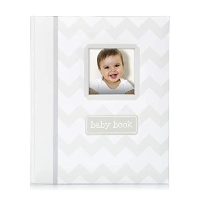 Abbildung von Little Pear Chevron Baby Book, Keepsake, Memory Girl or Boy Photo Album Gender Neutral, Gray