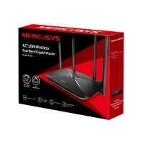 Abbildung von MERCUSYS AC12G Dualband WLAN Router(300 Mbit/s 2,4GHz + 867Mbit/s 5GHz), 3X Gigabit LAN Ports Kabel Router Accrss Point für Anschluss an /DSL /Glasfaser Modem, Gast Netzwerk