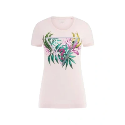 Abbildung von Guess SS LEAF Triangle TEE Tshirt print, Damen, Größe: Medium, Low key pink